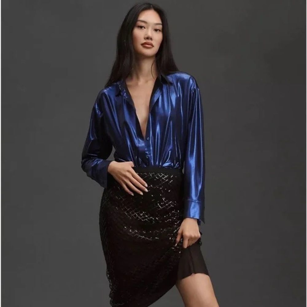 By Anthropologie Shine Button Up Blouse